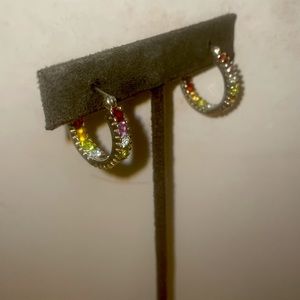 Silver Pierced Earrings with Semi-Precious Gemstones